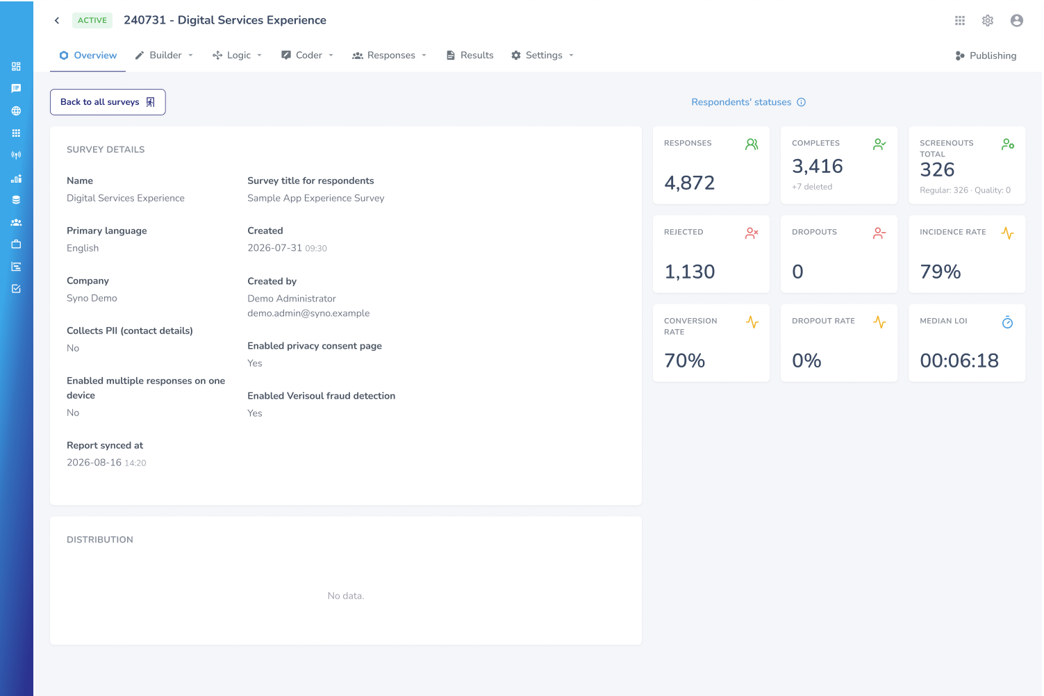 A survey being built in Syno Survey